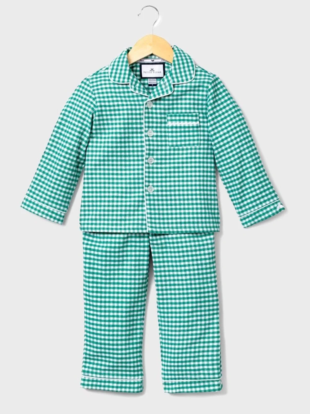 Petite Plume Green Gingham Kids (8) Pajama Set